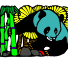 Dibujo Oso panda y bambú pintado por aitor