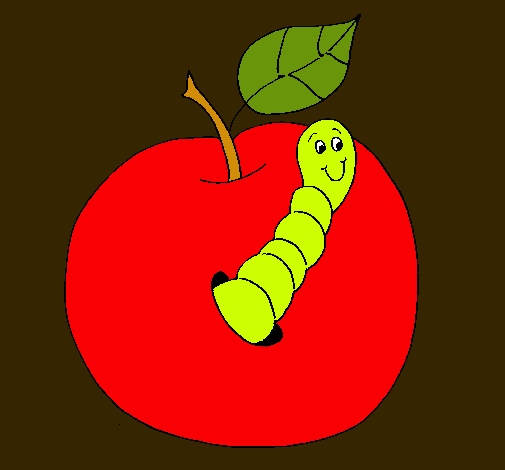 Manzana con gusano