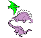Dibujo Tres clases de dinosaurios pintado por Cesar