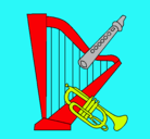Dibujo Arpa, flauta y trompeta pintado por nahuel
