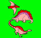 Dibujo Tres clases de dinosaurios pintado por ashley