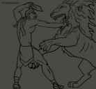 Dibujo Gladiador contra león pintado por abalo5