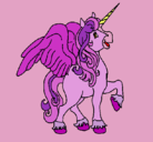 Dibujo Unicornio con alas pintado por el poni