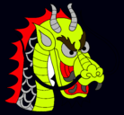 Dibujo Cabeza de dragón pintado por el dragon verde