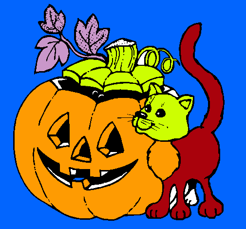 Calabaza y gato