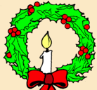 Dibujo Corona de navidad y una vela pintado por efrecrk