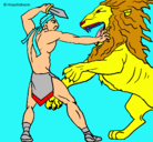 Dibujo Gladiador contra león pintado por francoprocopiobayone