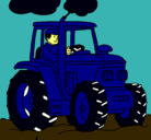 Dibujo Tractor en funcionamiento pintado por sean