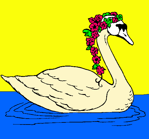 Cisne con flores