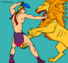 Dibujo Gladiador contra león pintado por vampira