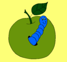 Dibujo Manzana con gusano pintado por memoain