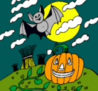 Dibujo Paisaje de Halloween pintado por lucia suarez va
