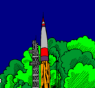 Dibujo Lanzamiento cohete pintado por luy