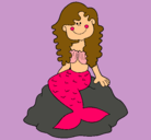 Dibujo Sirena sentada en una roca pintado por paola