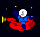 Dibujo Marcianito en moto espacial pintado por paulina
