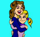 Dibujo Madre e hija abrazadas pintado por @mor para mamá