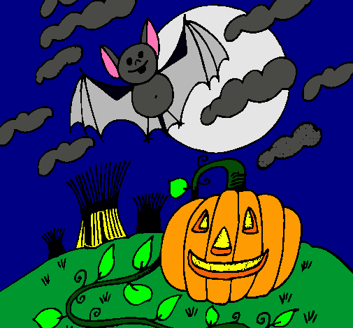 Dibujo Paisaje de Halloween pintado por Paulita