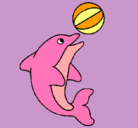 Dibujo Delfín jugando con una pelota pintado por 3000