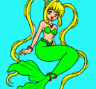 Dibujo Sirena con perlas pintado por blum
