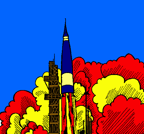 Dibujo Lanzamiento cohete pintado por junior