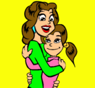 Dibujo Madre e hija abrazadas pintado por Mami y  yo