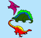 Dibujo Tres clases de dinosaurios pintado por antonio