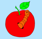 Dibujo Manzana con gusano pintado por AGUSTINA