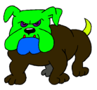 Dibujo Perro Bulldog pintado por azul