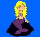 Dibujo Sirena sentada en una roca pintado por danna  paola