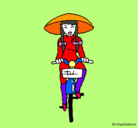 Dibujo China en bicicleta pintado por ma