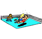 Dibujo Lucha en el ring pintado por ernesto