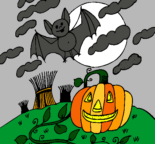 Dibujo Paisaje de Halloween pintado por andreina 