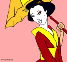 Dibujo Geisha con paraguas pintado por lizzz