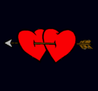 Dibujo Dos corazones con una flecha pintado por jabi