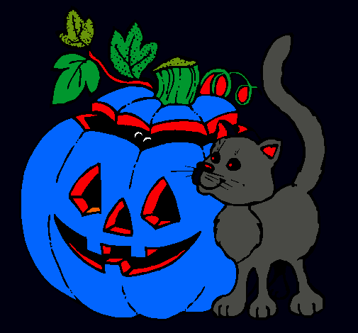 Calabaza y gato