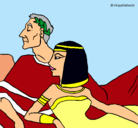 Dibujo César y Cleopatra pintado por andrada
