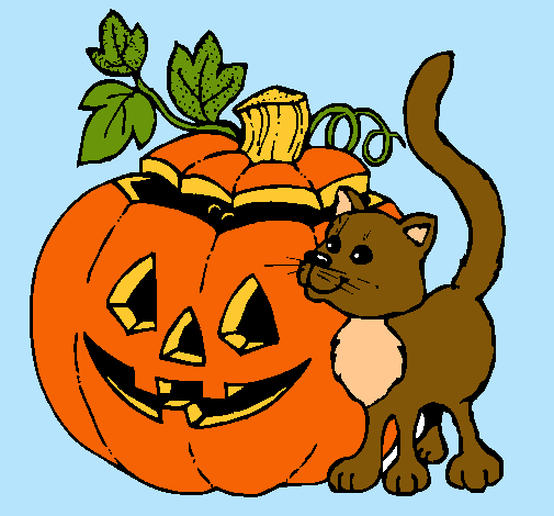 Calabaza y gato