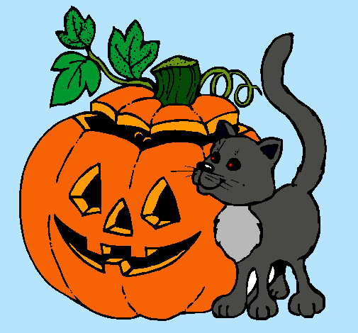 Calabaza y gato