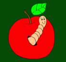 Dibujo Manzana con gusano pintado por MANUELA