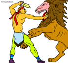 Dibujo Gladiador contra león pintado por mjjjjjjjjjjjjjj