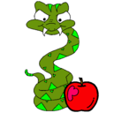 Dibujo Serpiente y manzana pintado por catalina