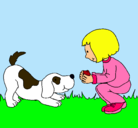 Dibujo Niña y perro jugando pintado por (...andrea...)