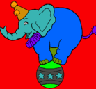 Dibujo Elefante encima de una pelota pintado por anthony