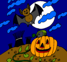 Dibujo Paisaje de Halloween pintado por jiki