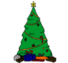 Dibujo Abeto con adornos navideños pintado por pino de navidad