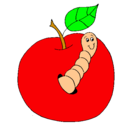 Dibujo Manzana con gusano pintado por piithax