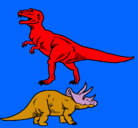 Dibujo Triceratops y tiranosaurios rex pintado por Adriano
