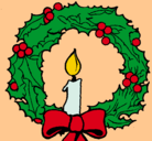 Dibujo Corona de navidad y una vela pintado por ferchus