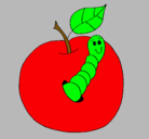 Dibujo Manzana con gusano pintado por marlomn alexand