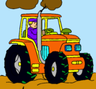 Dibujo Tractor en funcionamiento pintado por merles